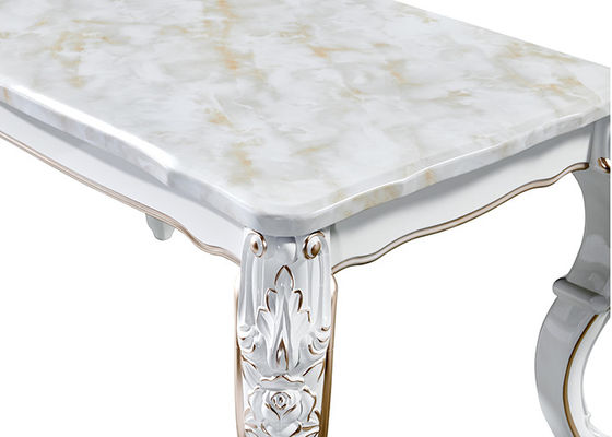 Tavolo da pranzo di marmo rettangolare dipinto bianco Pearlescent