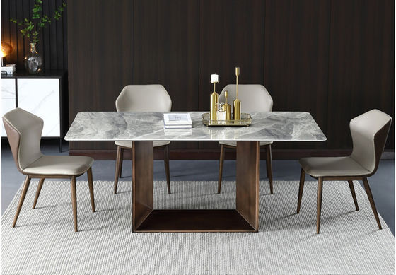 Tabella di lusso di progettazione minimalista moderna rettangolare di marmo bianca del tavolo da pranzo di eventi di nozze dell'hotel