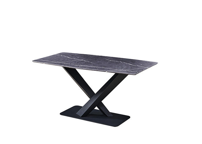 Tavolo da pranzo grigio di 150x80x77cm 6 Seater con la cima di marmo