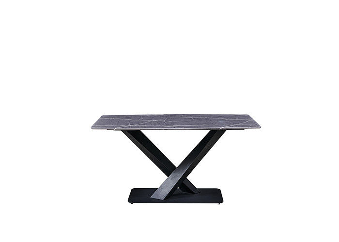 Tavolo da pranzo grigio di 150x80x77cm 6 Seater con la cima di marmo