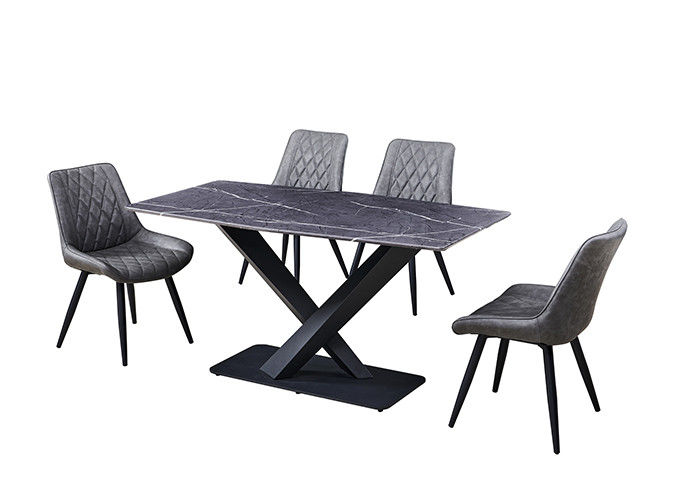 Tavolo da pranzo grigio di 150x80x77cm 6 Seater con la cima di marmo