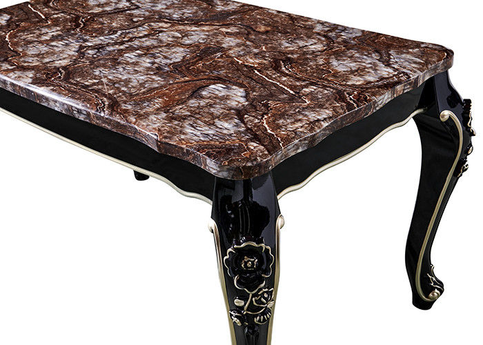 Retro Ebony Restaurant Rectangle Marble Table di lusso