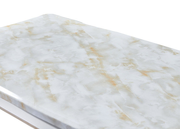 Tavolo da pranzo di marmo rettangolare dipinto bianco Pearlescent