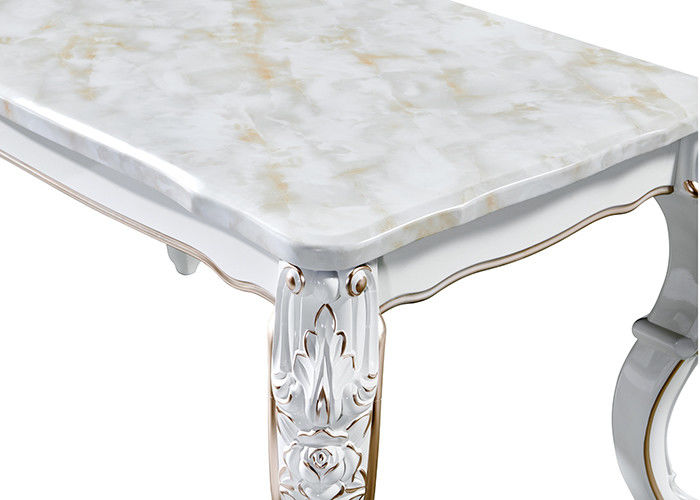 Tavolo da pranzo di marmo rettangolare dipinto bianco Pearlescent