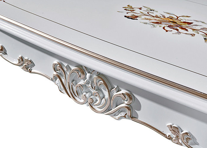 Tavolo da pranzo minimalista bianco di legno solido elegante, scolpente l'insieme del tavolo da pranzo