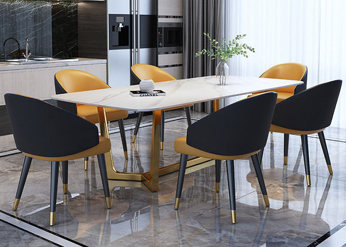 Tabella di marmo europea di lusso della sala da pranzo di acciaio inossidabile
