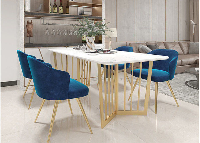 Marmo moderno del tavolo da pranzo della struttura inferiore di acciaio inossidabile