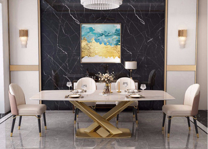 Tabella superiore di marmo della sala da pranzo di 130x80x77cm