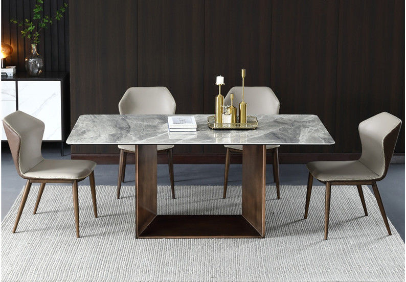 Tabella di lusso di progettazione minimalista moderna rettangolare di marmo bianca del tavolo da pranzo di eventi di nozze dell'hotel