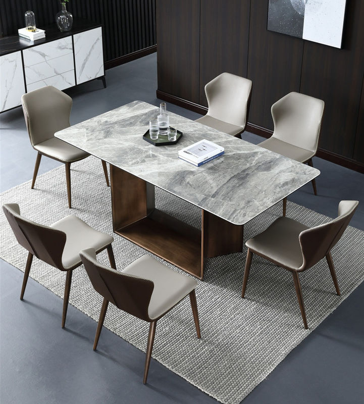 Tabella di lusso di progettazione minimalista moderna rettangolare di marmo bianca del tavolo da pranzo di eventi di nozze dell'hotel