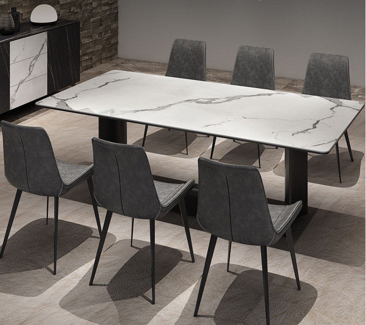 Tavolo da pranzo di marmo di lusso della gamba moderna di acciaio inossidabile