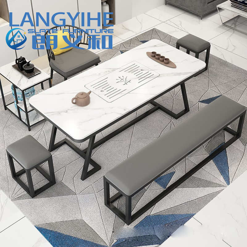 metallo di lusso minimalista moderno dell'Italia della Tabella della sala da pranzo dell'ardesia di 140cm