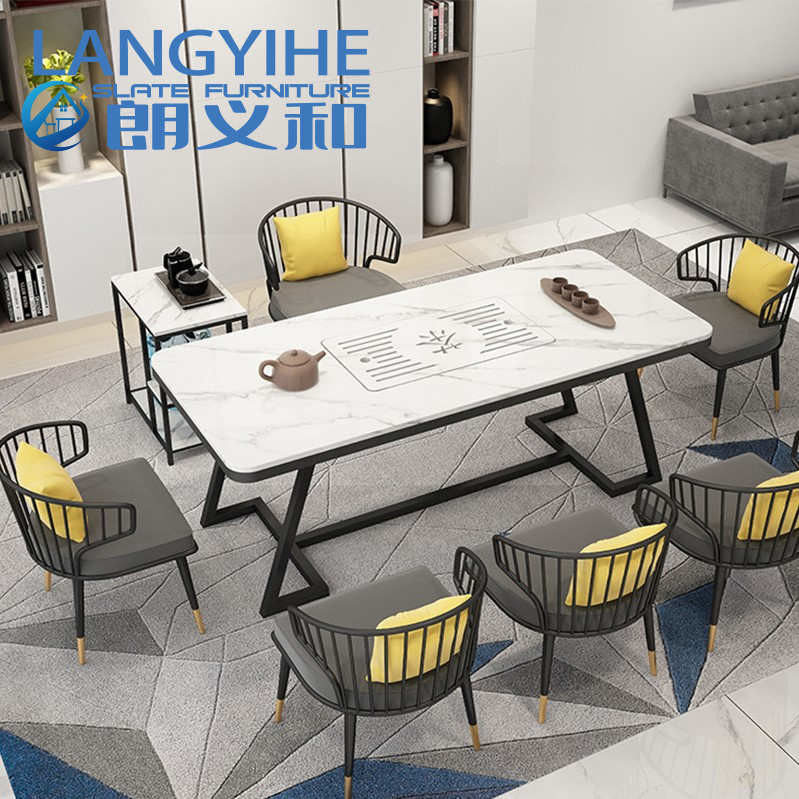 metallo di lusso minimalista moderno dell'Italia della Tabella della sala da pranzo dell'ardesia di 140cm