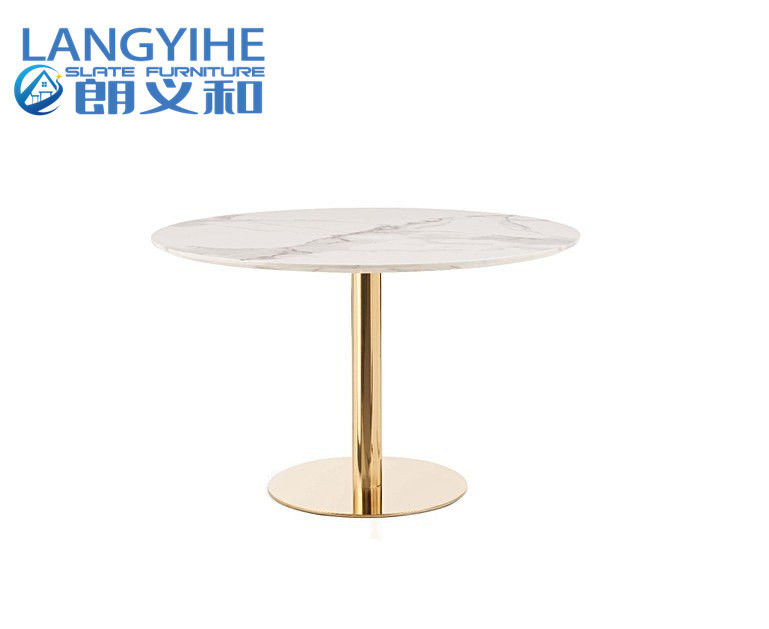 Iso 9001 120cm intorno al tavolo da pranzo di marmo di effetto con Fern Velvet Chairs Blue