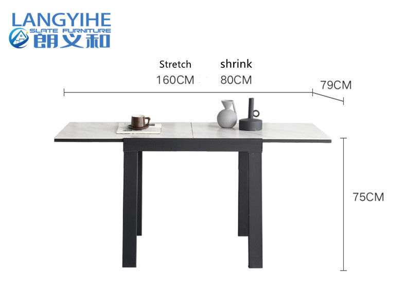 Tavolo da pranzo minimalista moderno del Odm dell'ardesia ritrattabile del quadrato