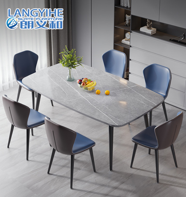 Forma ovale di marmo minimalista di combinazione del tavolo da pranzo e della sedia del metallo