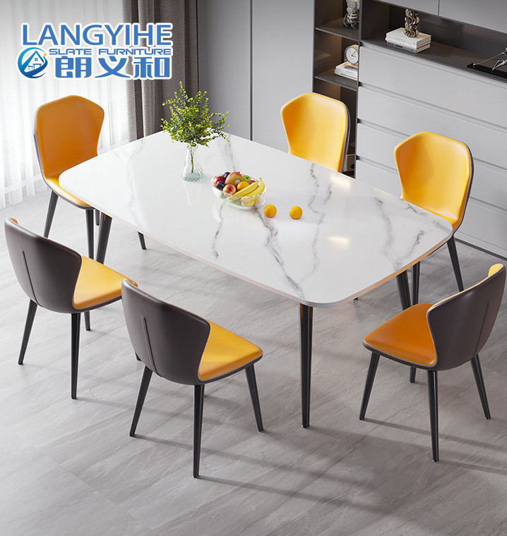Forma ovale di marmo minimalista di combinazione del tavolo da pranzo e della sedia del metallo
