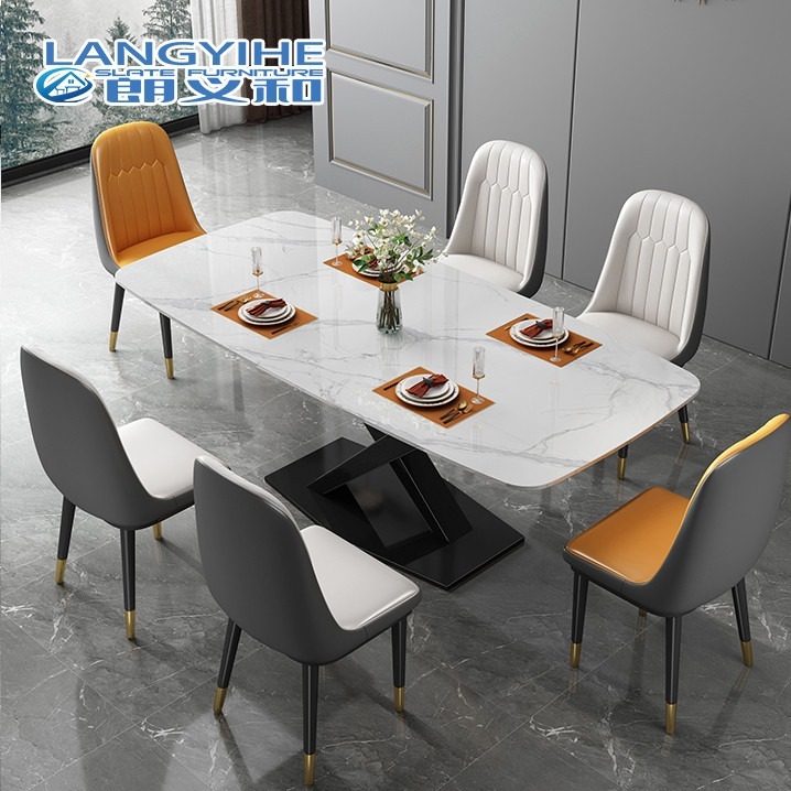 Non metallo di marmo minimalista del tavolo da pranzo dell'appartamento di corrosione rettangolare