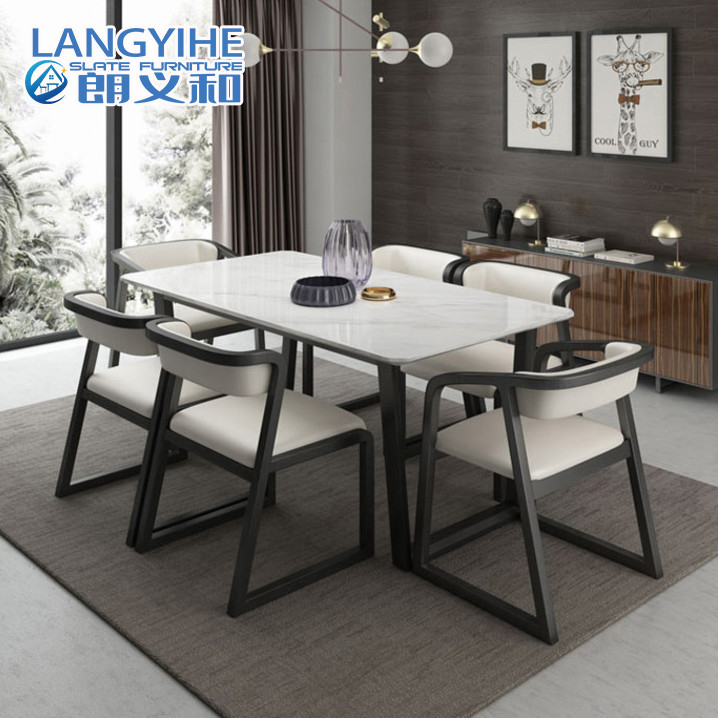 Tavolo da pranzo di legno solido di marmo e minimalista moderno nordico della sedia